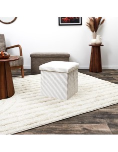 Coffre Pouf Pliable Côtelé Scott Beige Home Deco Factory 2