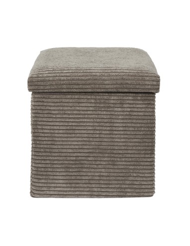 Coffre Pouf Pliable Côtelé Scott Taupe Home Deco Factory