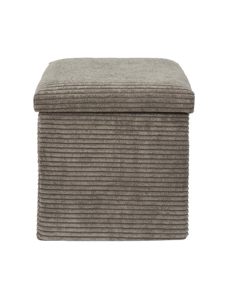 Coffre Pouf Pliable Côtelé Scott Taupe Home Deco Factory