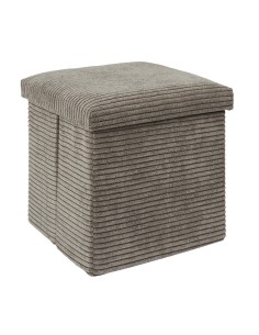 Coffre Pouf Pliable Côtelé Scott Taupe Home Deco Factory