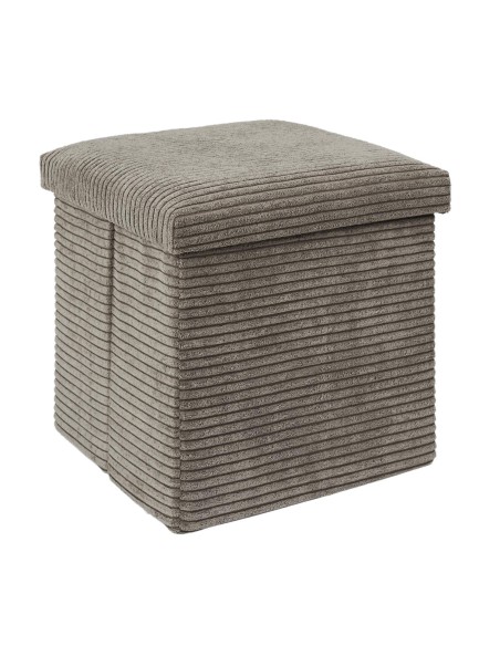 Coffre Pouf Pliable Côtelé Scott Taupe Home Deco Factory