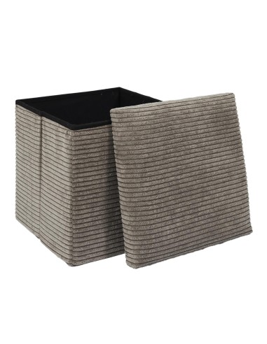 Coffre Pouf Pliable Côtelé Scott Taupe Home Deco Factory