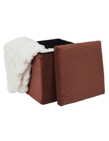 Coffre Pouf Pliable Côtelé Scott Terracotta Home Deco Factory