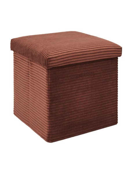 Coffre Pouf Pliable Côtelé Scott Terracotta Home Deco Factory