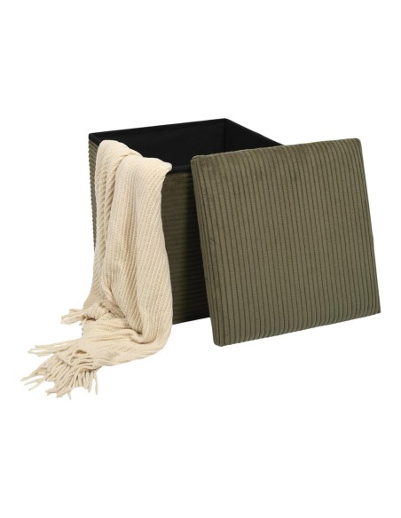 Coffre Pouf Pliable Côtelé Scott Vert Home Deco Factory