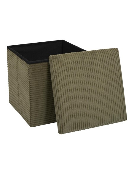 Coffre Pouf Pliable Côtelé Scott Vert Home Deco Factory