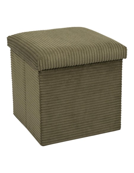 Coffre Pouf Pliable Côtelé Scott Vert Home Deco Factory