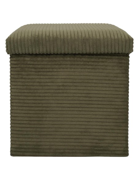 Coffre Pouf Pliable Côtelé Scott Vert Home Deco Factory