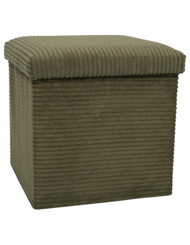 Coffre Pouf Pliable Côtelé Scott Vert Home Deco Factory