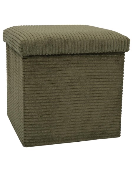 Coffre Pouf Pliable Côtelé Scott Vert Home Deco Factory