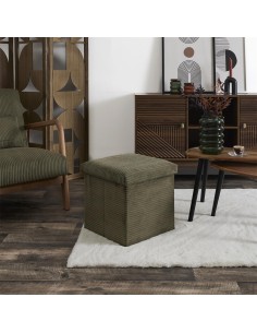 Coffre Pouf Pliable Côtelé Scott Vert Home Deco Factory 2