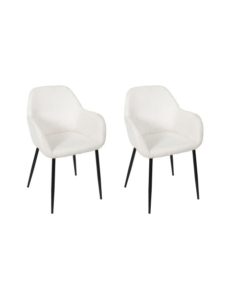 Lot De 2 Fauteuils Côtelé Scott Beige Home Deco Factory