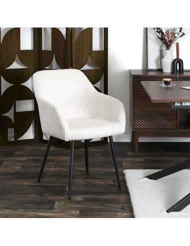 Lot De 2 Fauteuils Côtelé Scott Beige Home Deco Factory