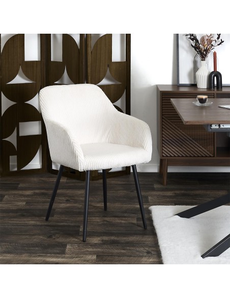 Lot De 2 Fauteuils Côtelé Scott Beige Home Deco Factory