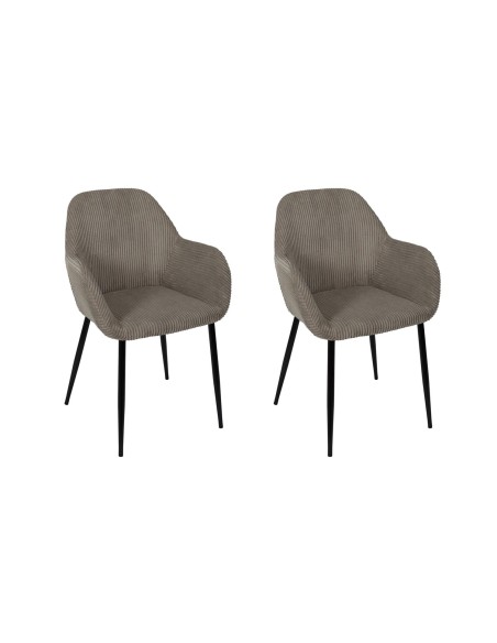 Lot De 2 Fauteuils Côtelé Scott Taupe Home Deco Factory