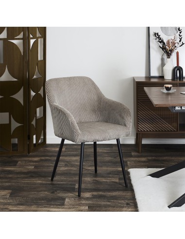 Lot De 2 Fauteuils Côtelé Scott Taupe Home Deco Factory