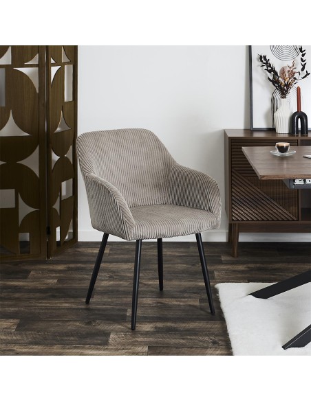 Lot De 2 Fauteuils Côtelé Scott Taupe Home Deco Factory