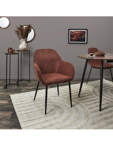 Lot De 2 Fauteuils Côtelé Scott Terracotta Home Deco Factory