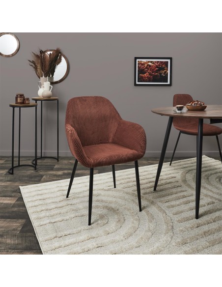 Lot De 2 Fauteuils Côtelé Scott Terracotta Home Deco Factory