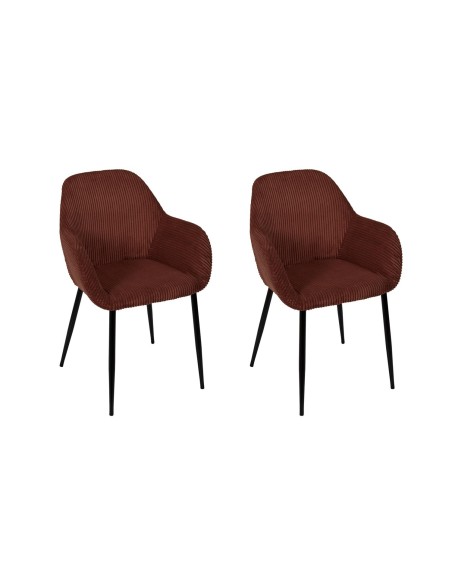 Lot De 2 Fauteuils Côtelé Scott Terracotta Home Deco Factory