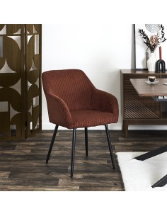 Lot De 2 Fauteuils Côtelé Scott Terracotta Home Deco Factory 2