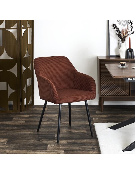 Lot De 2 Fauteuils Côtelé Scott Terracotta Home Deco Factory