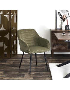 Lot De 2 Fauteuils Côtelé Scott Vert Home Deco Factory 2