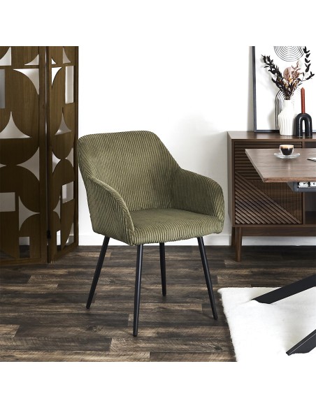 Lot De 2 Fauteuils Côtelé Scott Vert Home Deco Factory