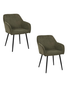 Lot De 2 Fauteuils Côtelé Scott Vert Home Deco Factory
