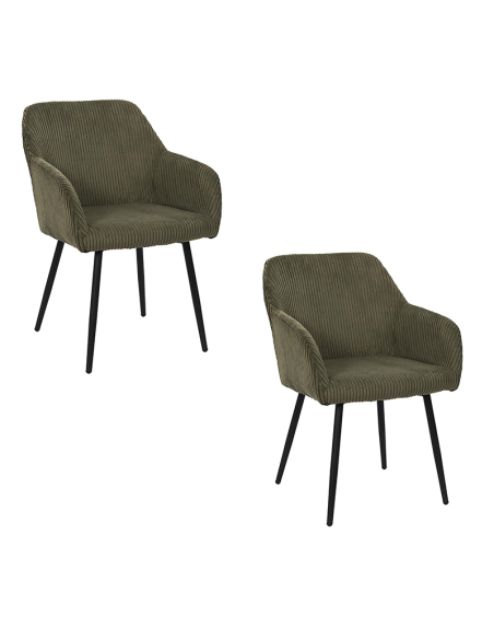 Lot De 2 Fauteuils Côtelé Scott Vert Home Deco Factory