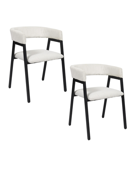 Lot De 2 Fauteuils Design Côtelé Scott Beige Home Deco Factory