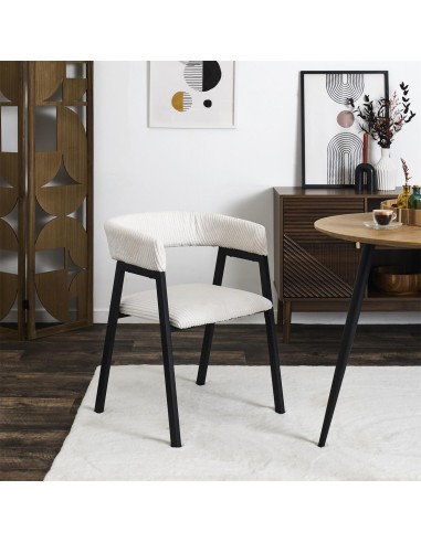 Lot De 2 Fauteuils Design Côtelé Scott Beige Home Deco Factory