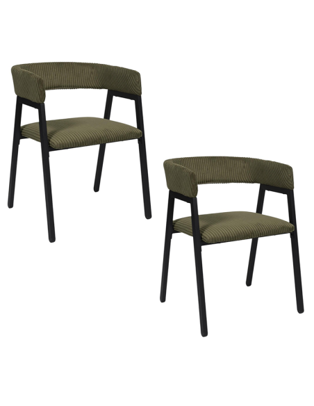 Lot De 2 Fauteuils Design Côtelé Scott Vert Home Deco Factory