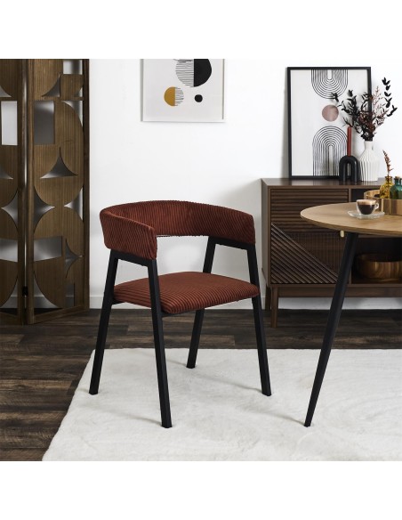 Lot De 2 Fauteuils Design Côtelé Scott Terracotta Home Deco Factory