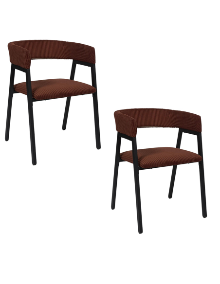 Lot De 2 Fauteuils Design Côtelé Scott Terracotta Home Deco Factory