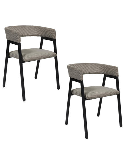 Lot De 2 Fauteuils Design Côtelé Scott Taupe Home Deco Factory