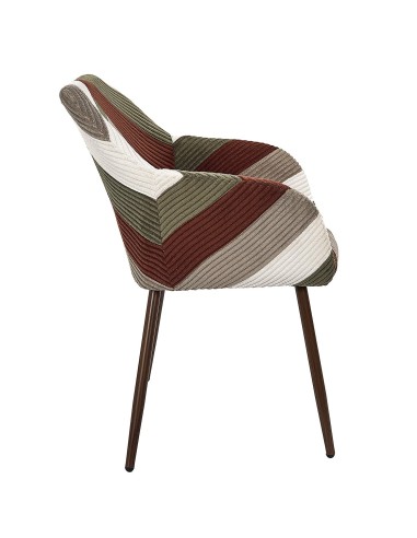 Fauteuil Patchwork Côtelé Scott Multicolore Home Deco Factory