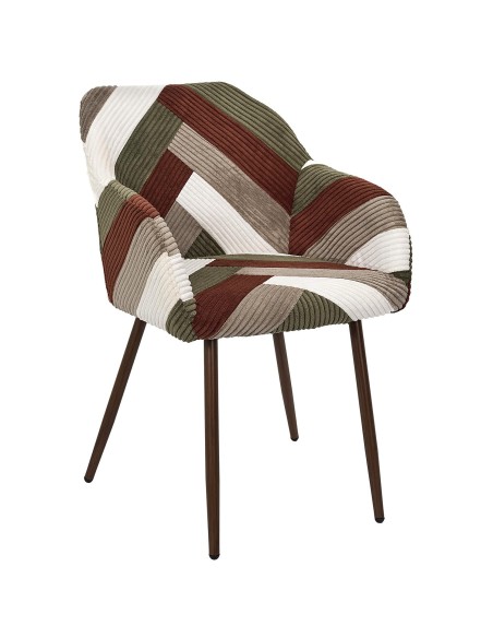 Fauteuil Patchwork Côtelé Scott Multicolore Home Deco Factory