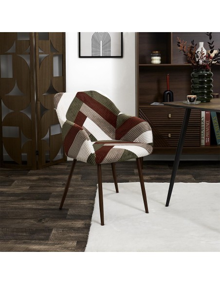 Fauteuil Patchwork Côtelé Scott Multicolore Home Deco Factory