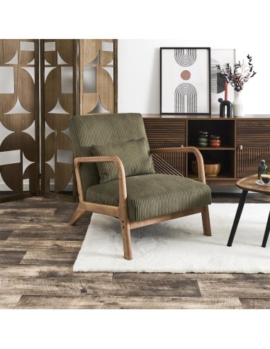 Fauteuil De Salon Côtelé Scott Vert Home Deco Factory