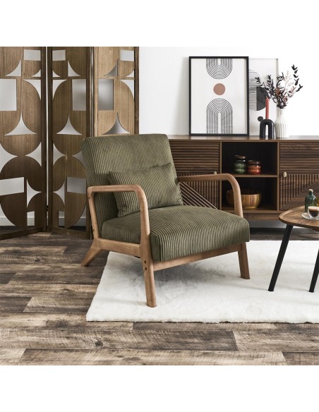 Fauteuil De Salon Côtelé Scott Vert Home Deco Factory