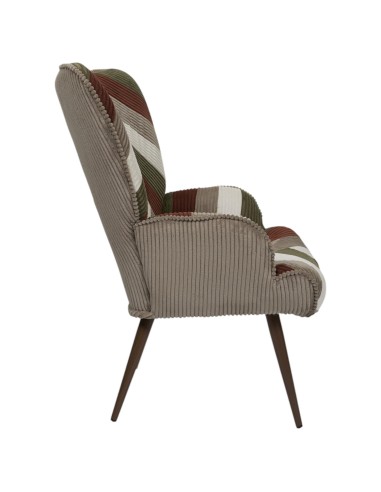 Fauteuil De Salon Patchwork Côtelé Scott Multicolore Home Deco Factory