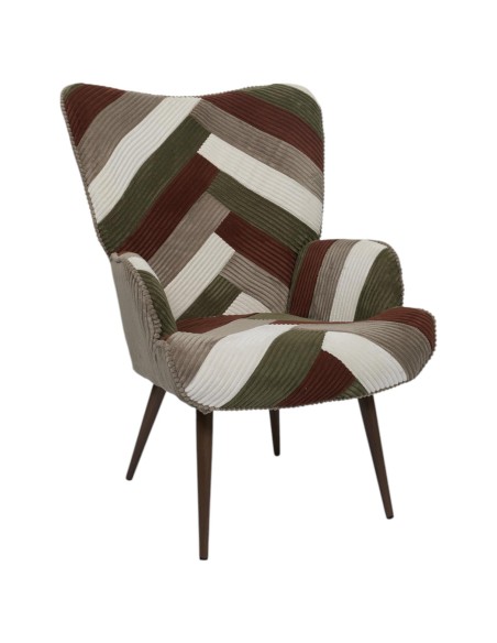 Fauteuil De Salon Patchwork Côtelé Scott Multicolore Home Deco Factory