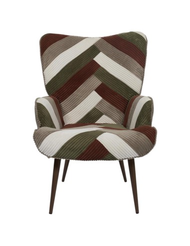 Fauteuil De Salon Patchwork Côtelé Scott Multicolore Home Deco Factory