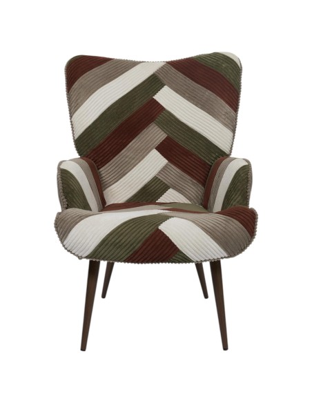 Fauteuil De Salon Patchwork Côtelé Scott Multicolore Home Deco Factory