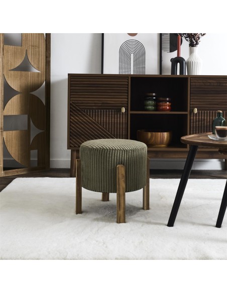 Tabouret Côtelé Scott Vert Home Deco Factory