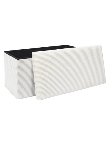 Coffre Banc Pliable Côtelé Scott Beige Home Deco Factory