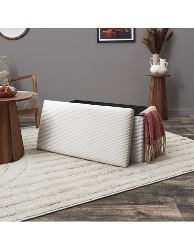 Coffre Banc Pliable Côtelé Scott Beige Home Deco Factory