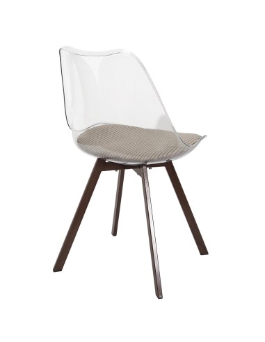Lot De 4 Chaises Transparente Coussin Scott Taupe Home Deco Factory