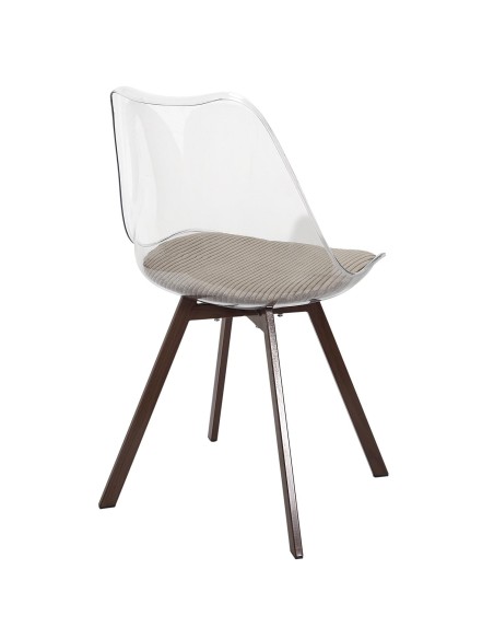 Lot De 4 Chaises Transparente Coussin Scott Taupe Home Deco Factory
